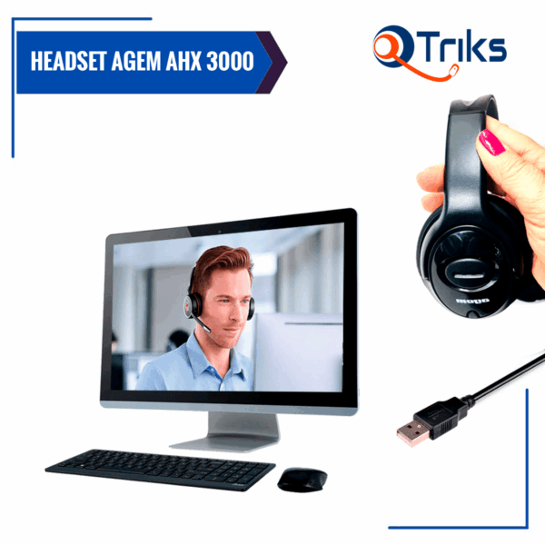 Kit 10 Headsets USB Voip C/Cancelador de Ruído AGEM AHX-3000 - Imagem 8