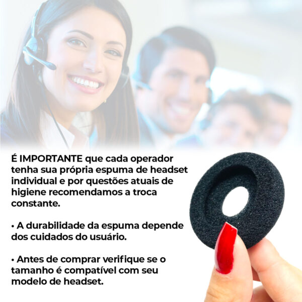 Espuma P/ Headset Plantronics E Similares 5.8cm - Kit C/ 02 - Imagem 9