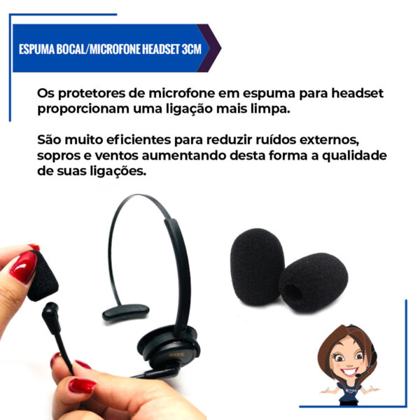 Kit 50 Espumas Bocal 3cm P/ Microfone Headset Telemarketing - Imagem 7