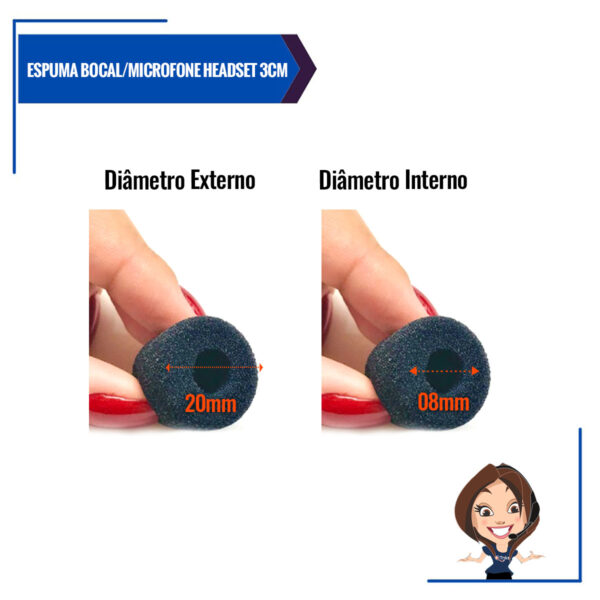 Kit 50 Espumas Bocal 3cm P/ Microfone Headset Telemarketing - Imagem 5