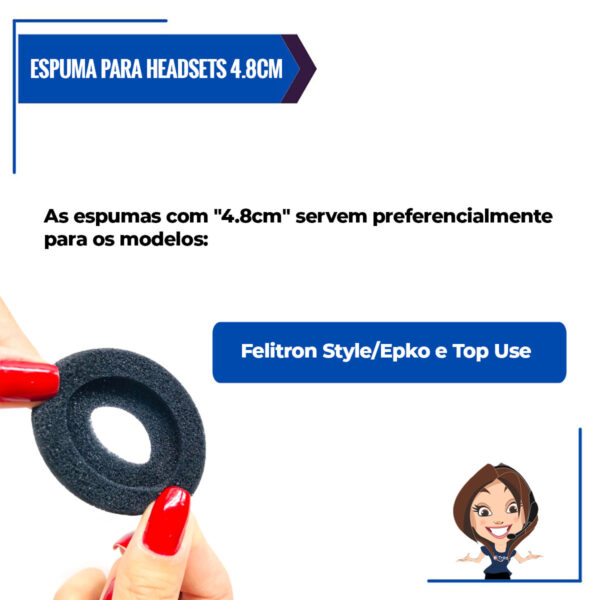Espuma para Headsets Felitron e TopUse 4.8cm - Kit com 02 - Imagem 4