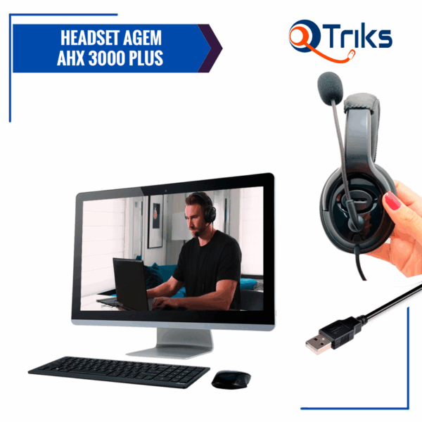 Headset USB Voip C/ Cancelador de Ruído - AGEM AHX-3000 PLUS - Imagem 8