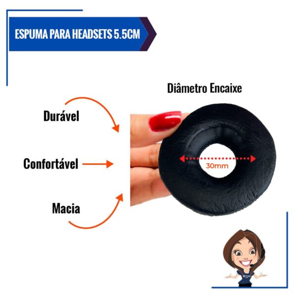 Espuma Para Headsets Material Sintético 5.5cm - Kit C/ 80 - Imagem 6