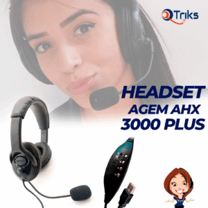 Headset USB Voip C/ Cancelador de Ruído - AGEM AHX-3000 PLUS