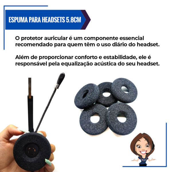 Espuma P/ Headset Plantronics E Similares 5.8cm - Kit C/100 - Imagem 8
