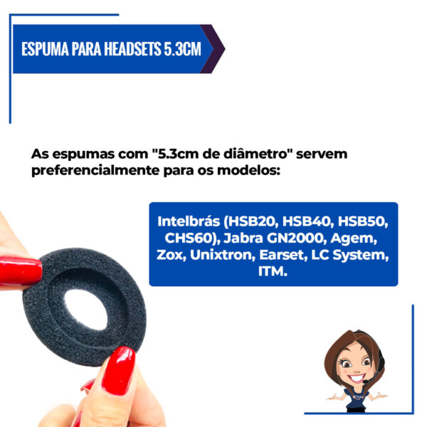 Espuma p/ Headset Intelbras, Zox, 5.3cm - KIT c/ 02 - Imagem 4