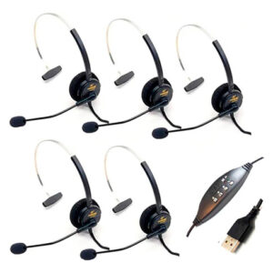 Fones Headset Telemarketing Kit Com 05 -cabo Usb Ah-019