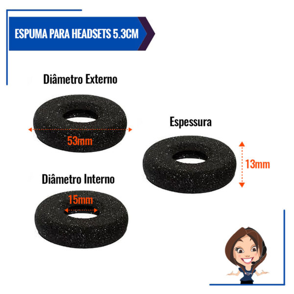 Espuma p/ Headset Intelbras, Zox, 5.3cm - KIT c/ 02 - Imagem 6