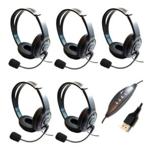 Kit 5 Headsets Usb Voip C/ Cancelador De Ruído Agem Ahx-3000