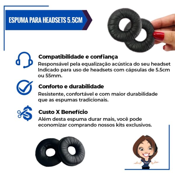 Espuma Para Headsets Material Sintético 5.5cm - Kit C/ 80 - Imagem 4
