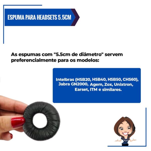 Espuma Para Headsets Material Sintético 5.5cm - Kit C/ 80 - Imagem 7