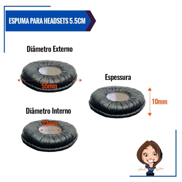 Espuma Para Headsets Material Sintético 5.5cm - Kit C/ 80 - Imagem 5