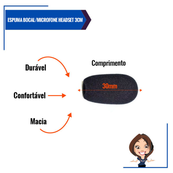 Kit 50 Espumas Bocal 3cm P/ Microfone Headset Telemarketing - Imagem 4