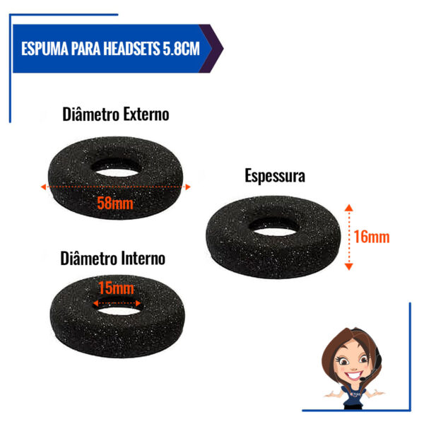 Espuma P/ Headset Plantronics E Similares 5.8cm - Kit C/100 - Imagem 6