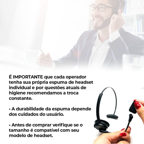 Kit 50 Espumas Bocal 3cm P/ Microfone Headset Telemarketing - Imagem 8